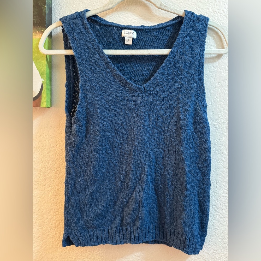 J. Crew Textured Navy Tank Top